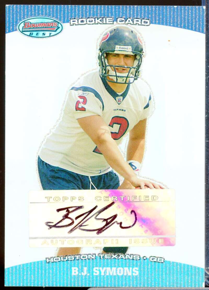 B.J. Symons RC Card 2004 Bowman's Best Rookie Autograph #145  Image 1