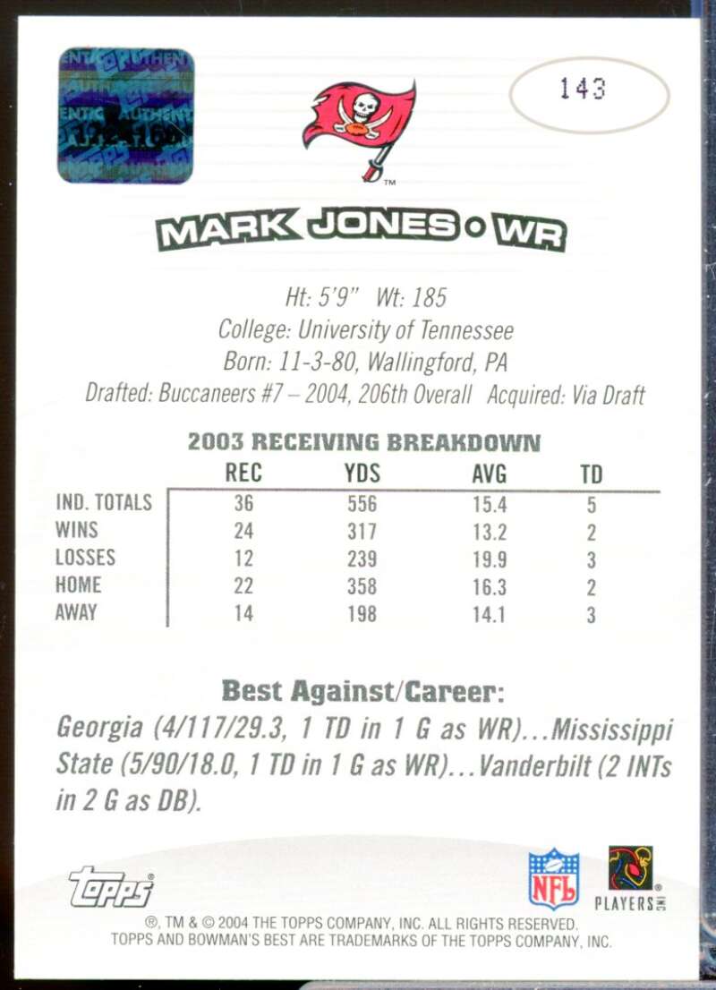 Mark Jones RC Card 2004 Bowman's Best Rookie Autograph #143  Image 2