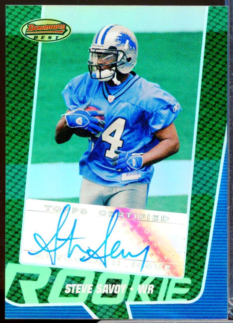 Steve Savoy RC Card 2005 Bowman's Best Rookie Autograph Green #154  Image 1