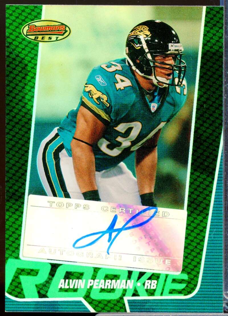 Alvin Pearman RC Card 2005 Bowman's Best Rookie Autograph Green #158  Image 1