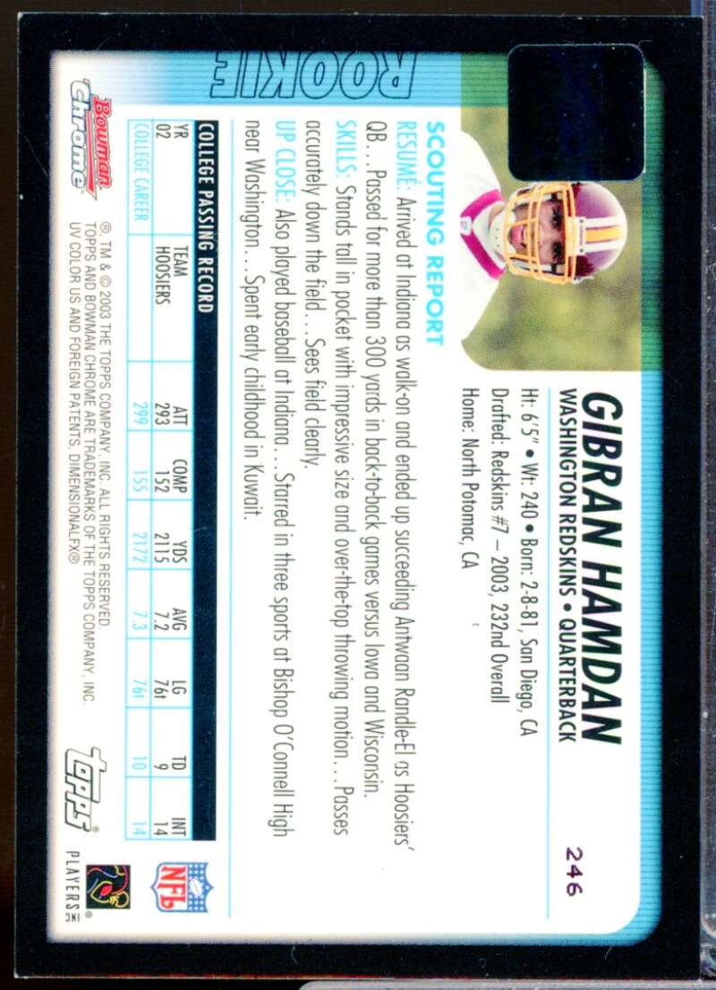 Gibran Hamdan RC Card 2003 Bowman Chrome Rookie Autograph #246  Image 2
