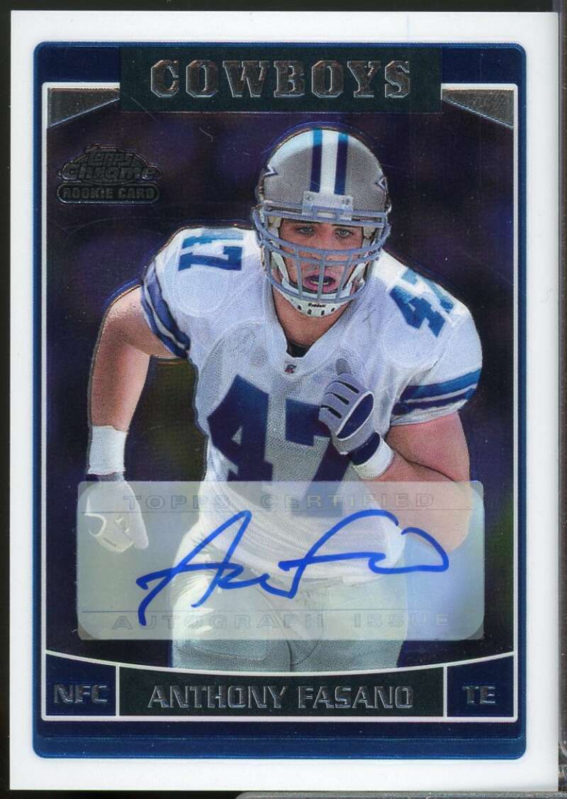 Anthony Fasano Card 2006 Topps Chrome Rookie Autographs #249  Image 1