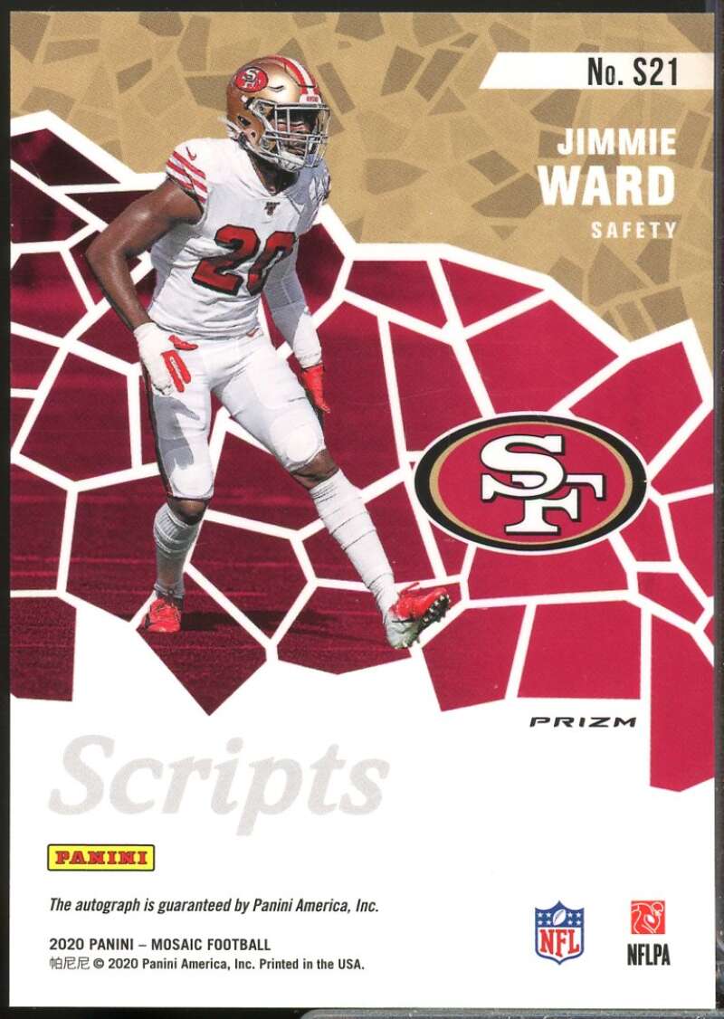 Jimmie Ward Card 2020 Panini Mosaic Scripts Autograph #21  Image 2