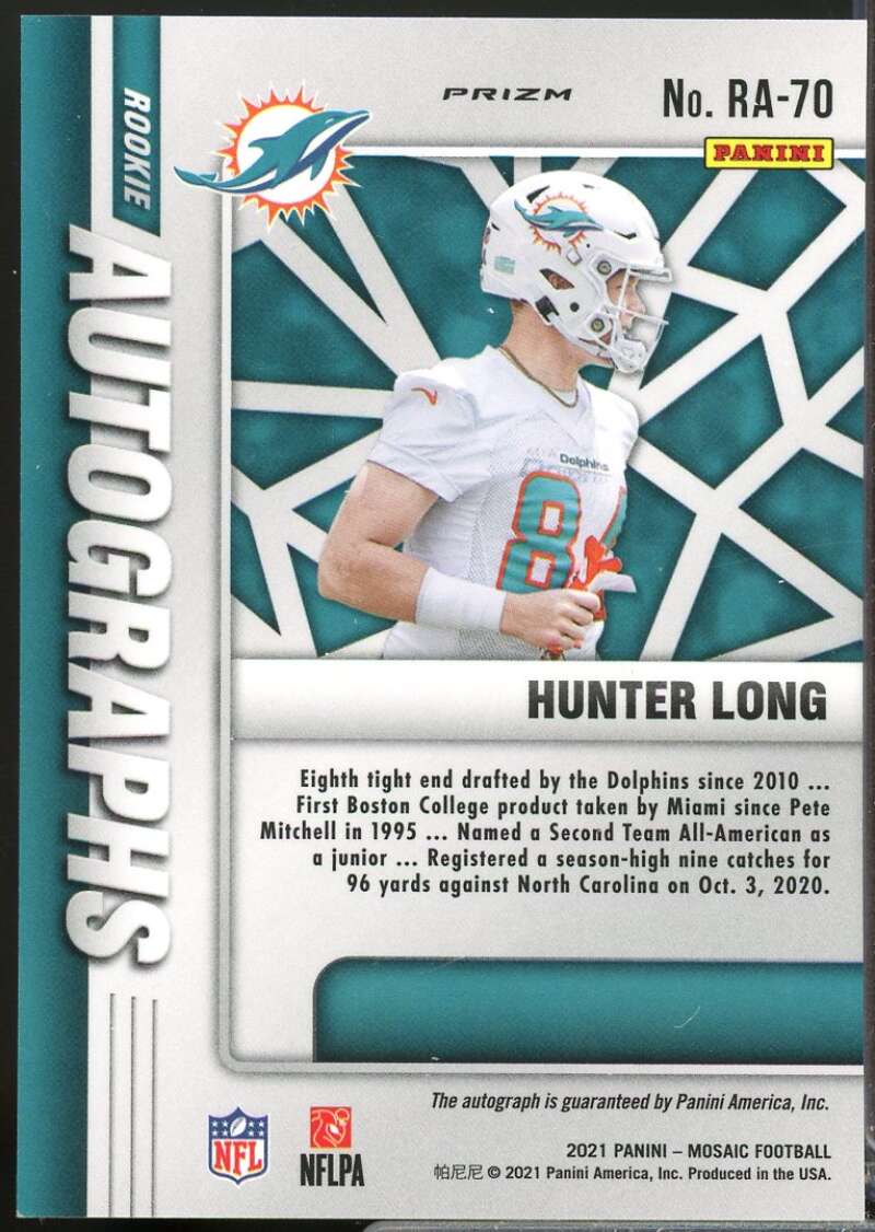 Hunter Long Card 2021 Panini Mosaic Rookie Autographs Mosaic #70  Image 2