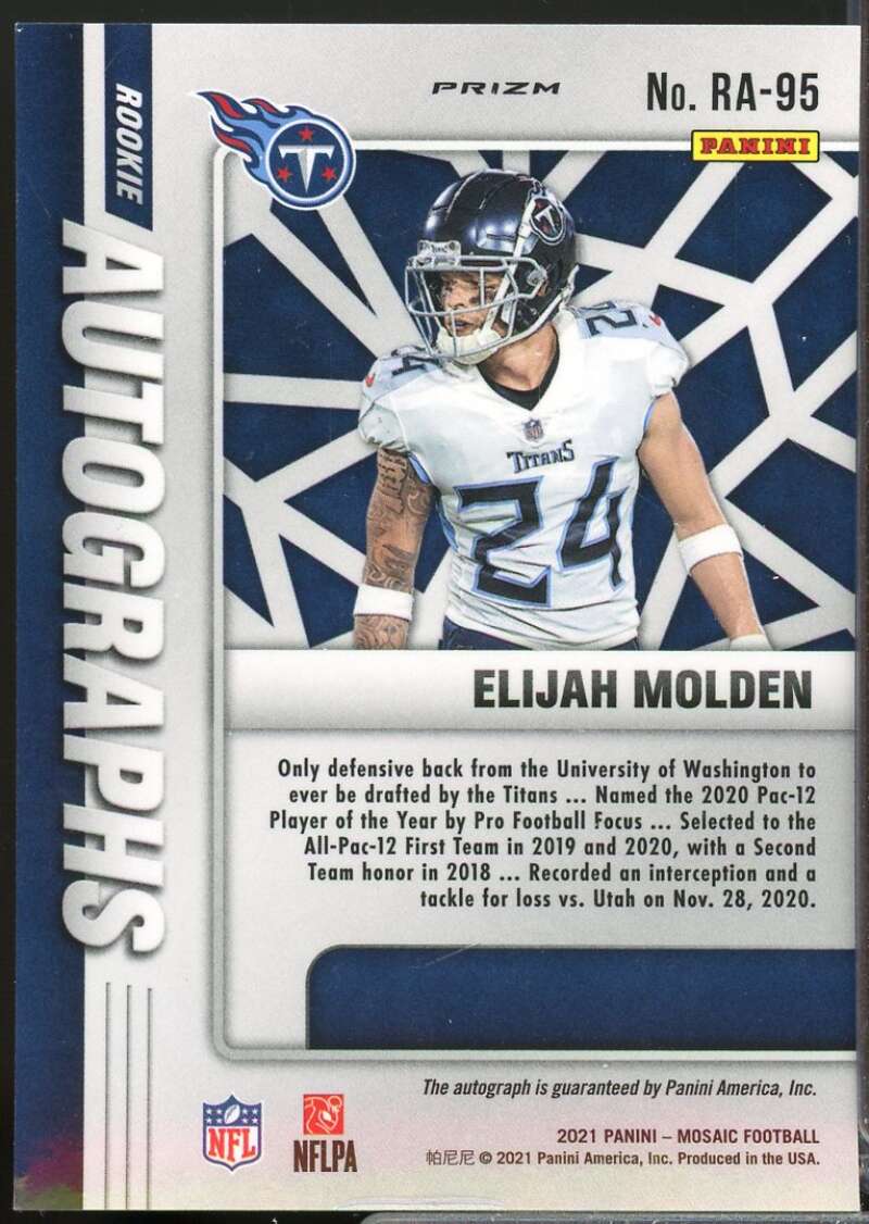 Elijah Molden Card 2021 Panini Mosaic Rookie Autographs Mosaic #95  Image 2