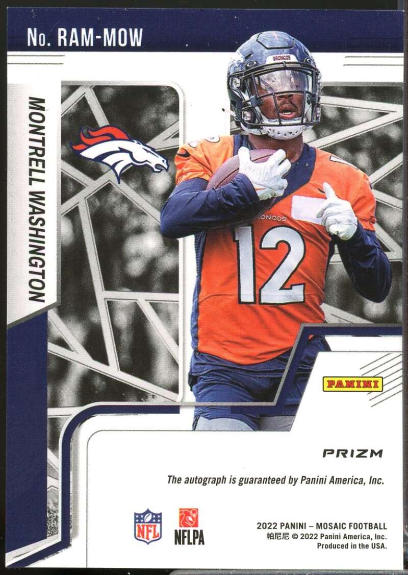 Montrell Washington Card 2022 Panini Mosaic Rookie Autographs Mosaic #88  Image 2