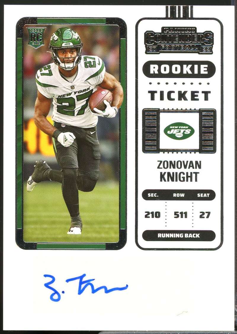 Zonovan Knight RC Card 2022 Panini Contenders Rookie Autograph #179  Image 1
