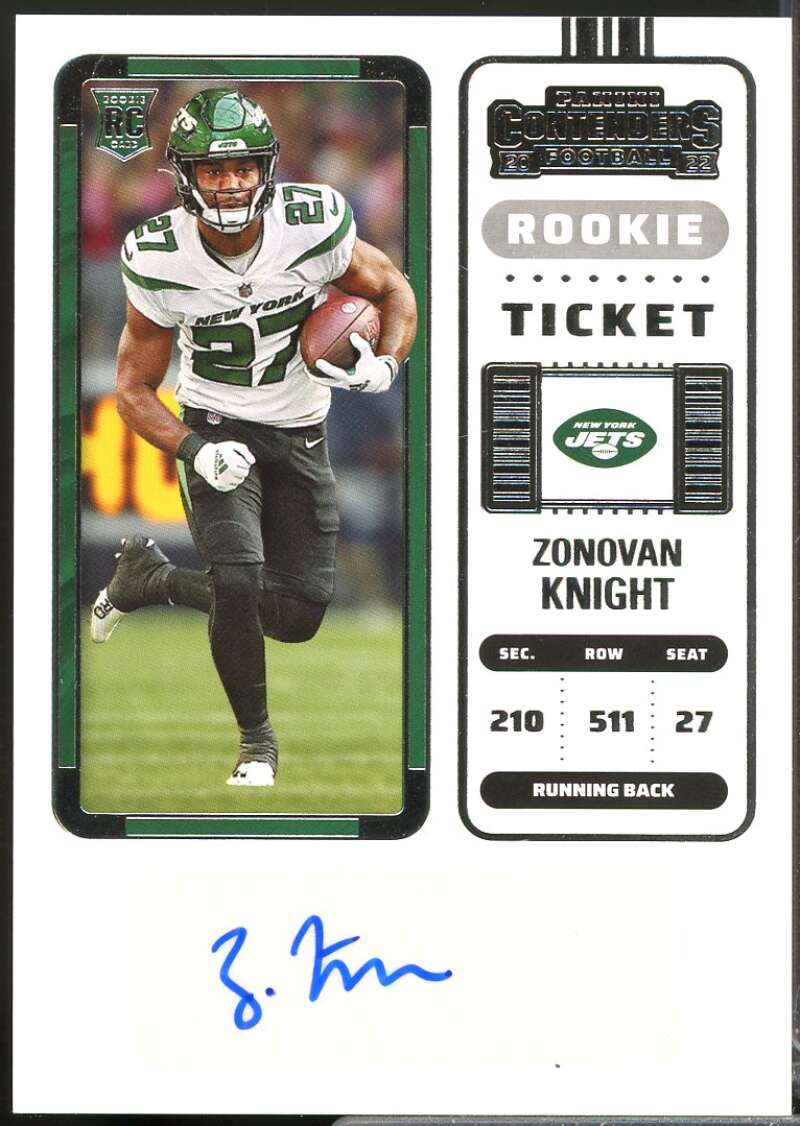 Zonovan Knight RC Card 2022 Panini Contenders Rookie Autograph #179  Image 1
