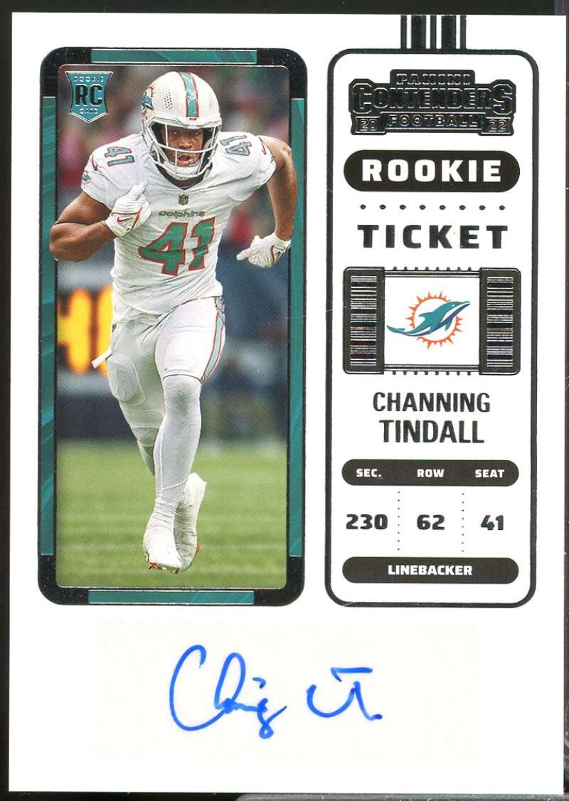Channing Tindall RC Card 2022 Panini Contenders Rookie Autograph #199  Image 1
