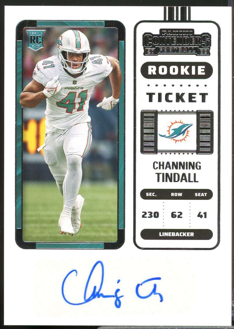 Channing Tindall RC Card 2022 Panini Contenders Rookie Autograph #199  Image 1