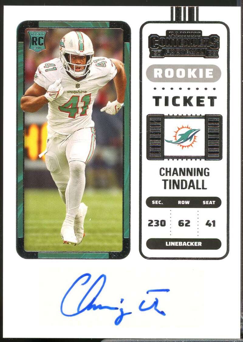 Channing Tindall RC Card 2022 Panini Contenders Rookie Autograph #199  Image 1
