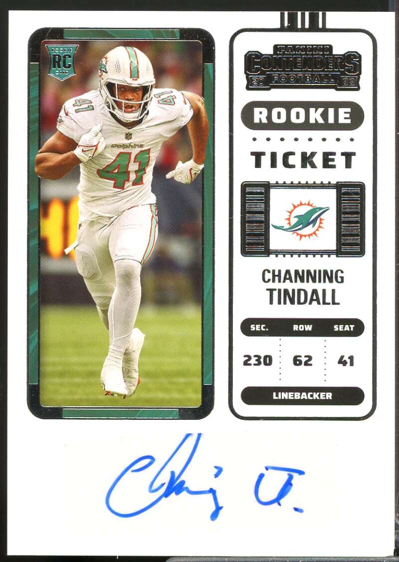Channing Tindall RC Card 2022 Panini Contenders Rookie Autograph #199  Image 1