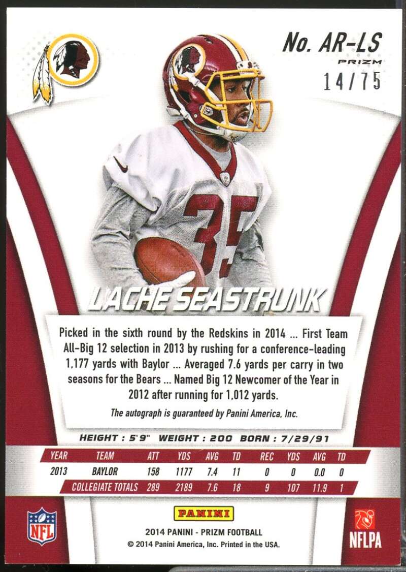 Lache Seastrunk /75 2014 Panini Prizm Rookie Autographs Neon Green Yellow #ARLS  Image 2
