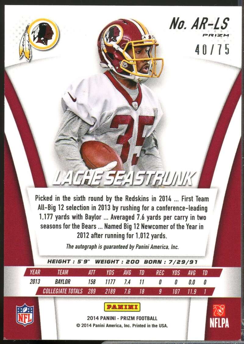 Lache Seastrunk /75 2014 Panini Prizm Rookie Autographs Neon Green Yellow #ARLS  Image 2