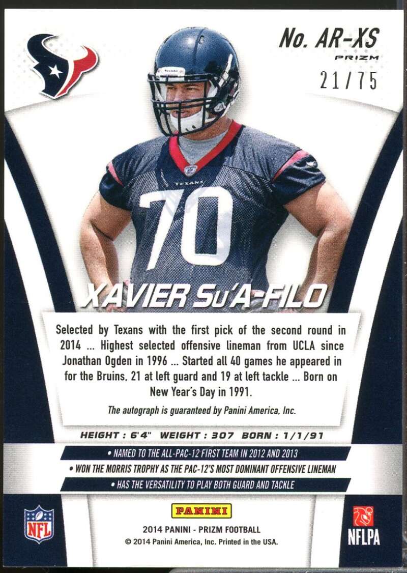 Xavier Su'A-Filo /75 2014 Panini Prizm Rookie Autographs Prizms Red Power #ARXS  Image 2