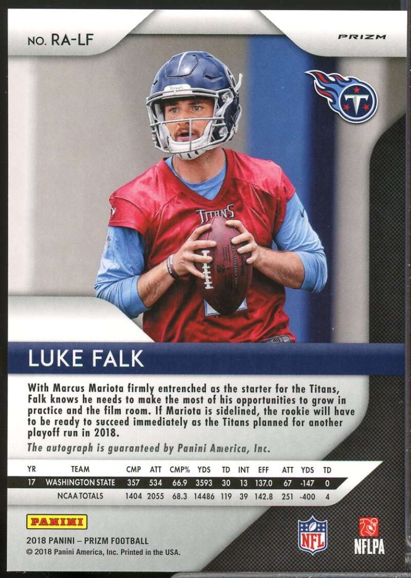 Luke Falk Card 2018 Panini Prizm Rookie Autographs Prizms Neon Green Pulsar #85  Image 2