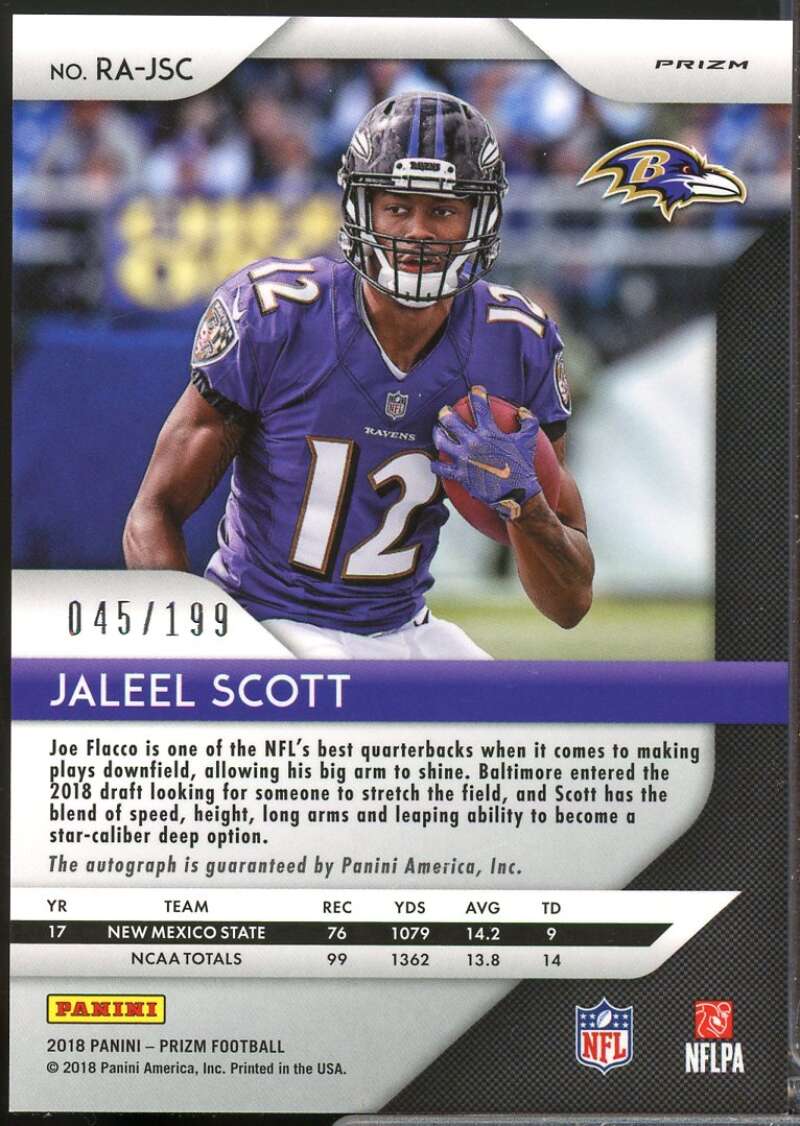 Jaleel Scott /199 Card 2018 Panini Prizm Rookie Autographs Prizms Red Wave #35  Image 2