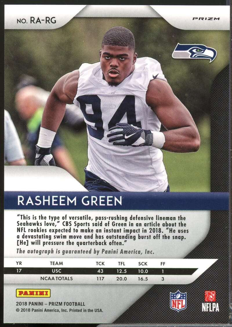 Rasheem Green Card 2018 Panini Prizm Rookie Autographs Prizms Disco #100  Image 2