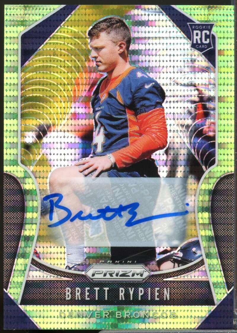 Brett Rypien 2019 Panini Prizm Rookie Autographs Prizms Neon Green Pulsar #374  Image 1