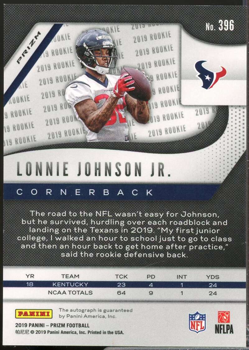 Lonnie Johnson Jr. 2019 Panini Prizm Rookie Autographs Neon Green Pulsar #396  Image 2