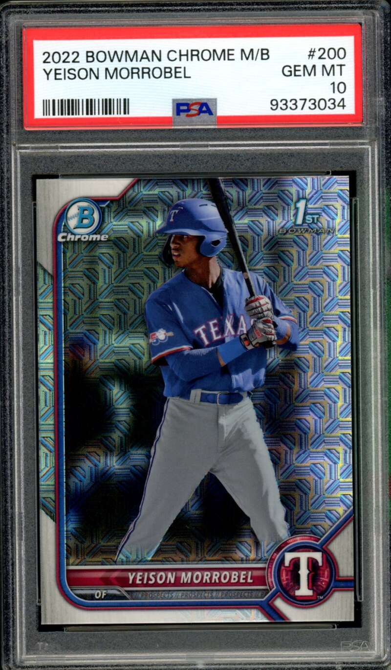 Yeison Morrobel Rookie Card 2022 Bowman Chrome #200 PSA 10 Image 1