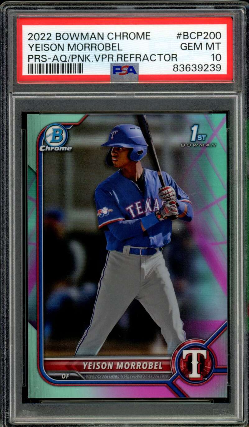 Yeison Morrobel Rookie Card 2022 Bowman Chrome #BCP200 PSA 10 Image 1