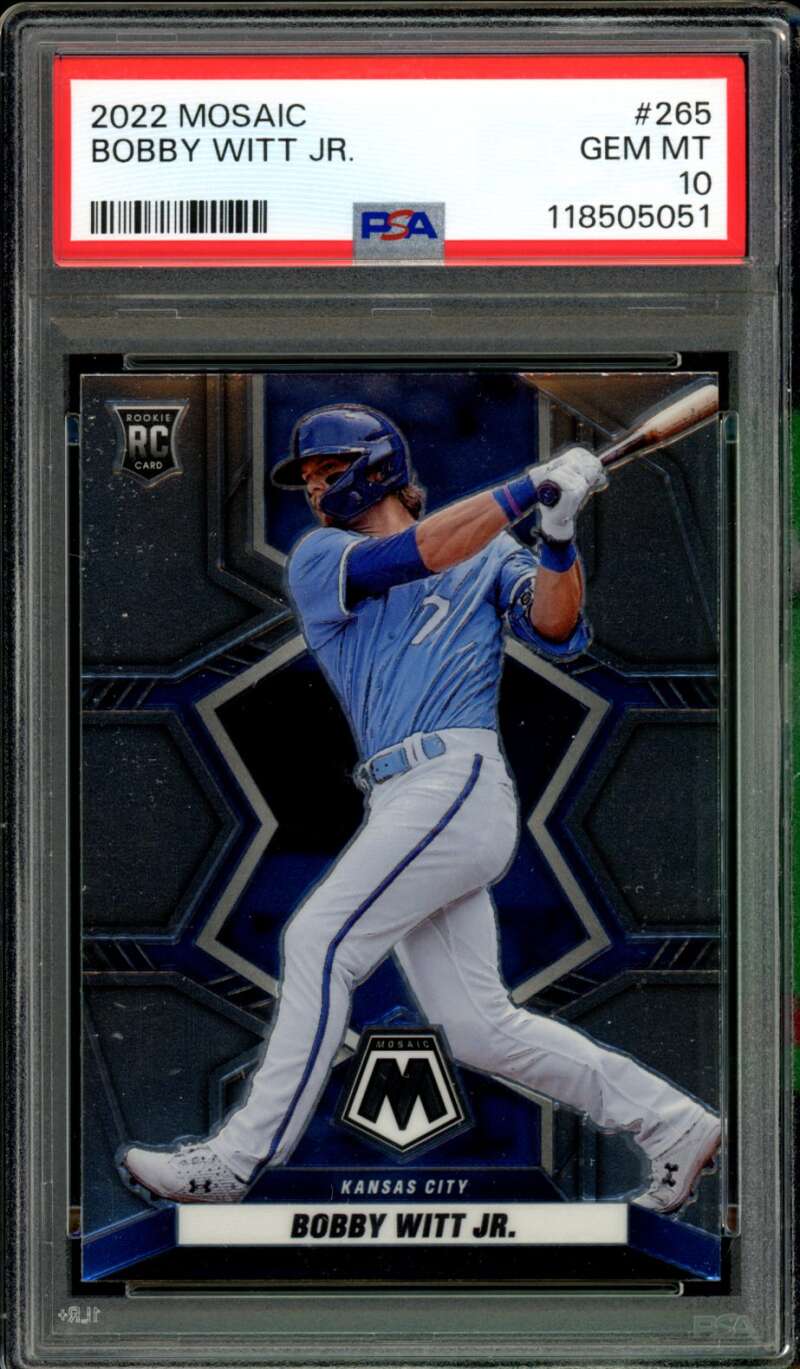 Bobby Witt Jr. Rookie Card 2022 Mosaic #265 PSA 10 Image 1