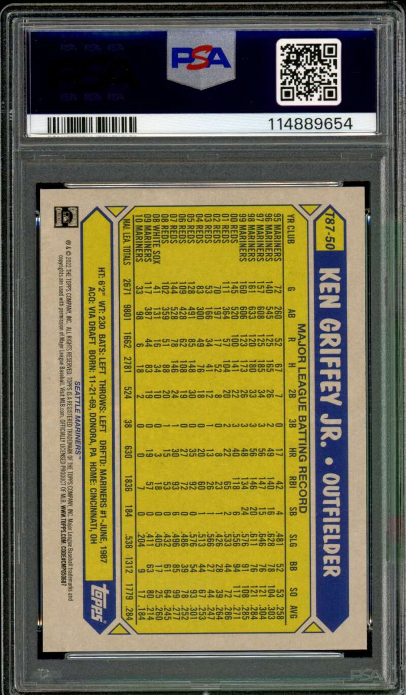 Ken Griffey Jr. Card 2022 Topps 87 35th Anniversary #T87-50 PSA 10 Image 2