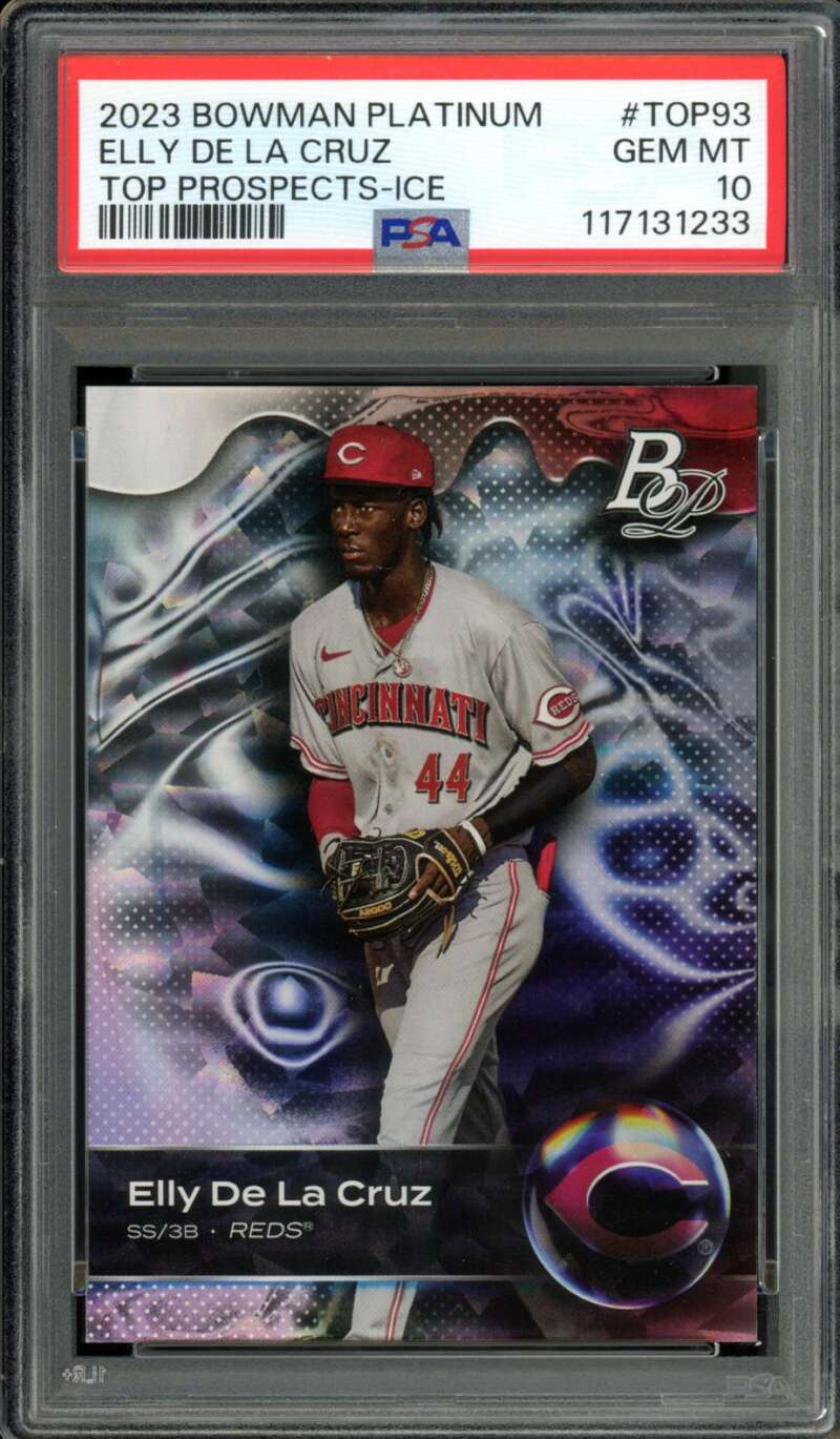 Elly De La Cruz Rookie Card 2023 Bowman Platinum Top Prospects Ice #TOP93 PSA 10 Image 1