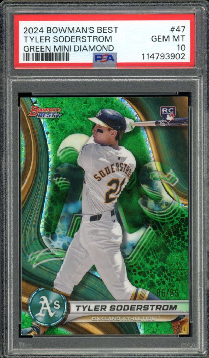 Tyler Soderstrom Rookie Card 2024 Bowman's Best Green Diamond (pop 2) #47 PSA 10 Image 1