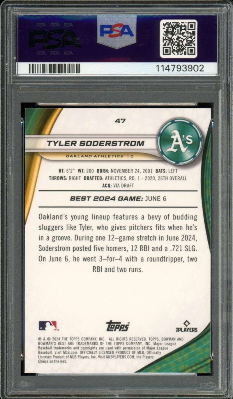 Tyler Soderstrom Rookie Card 2024 Bowman's Best Green Diamond (pop 2) #47 PSA 10 Image 2