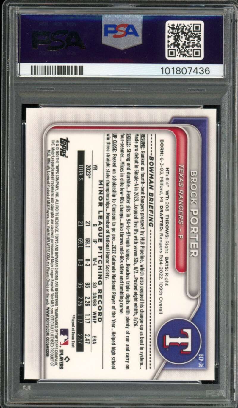 Brock Porter Rookie Card 2024 Bowman Mega Box #36 PSA 10 Image 2
