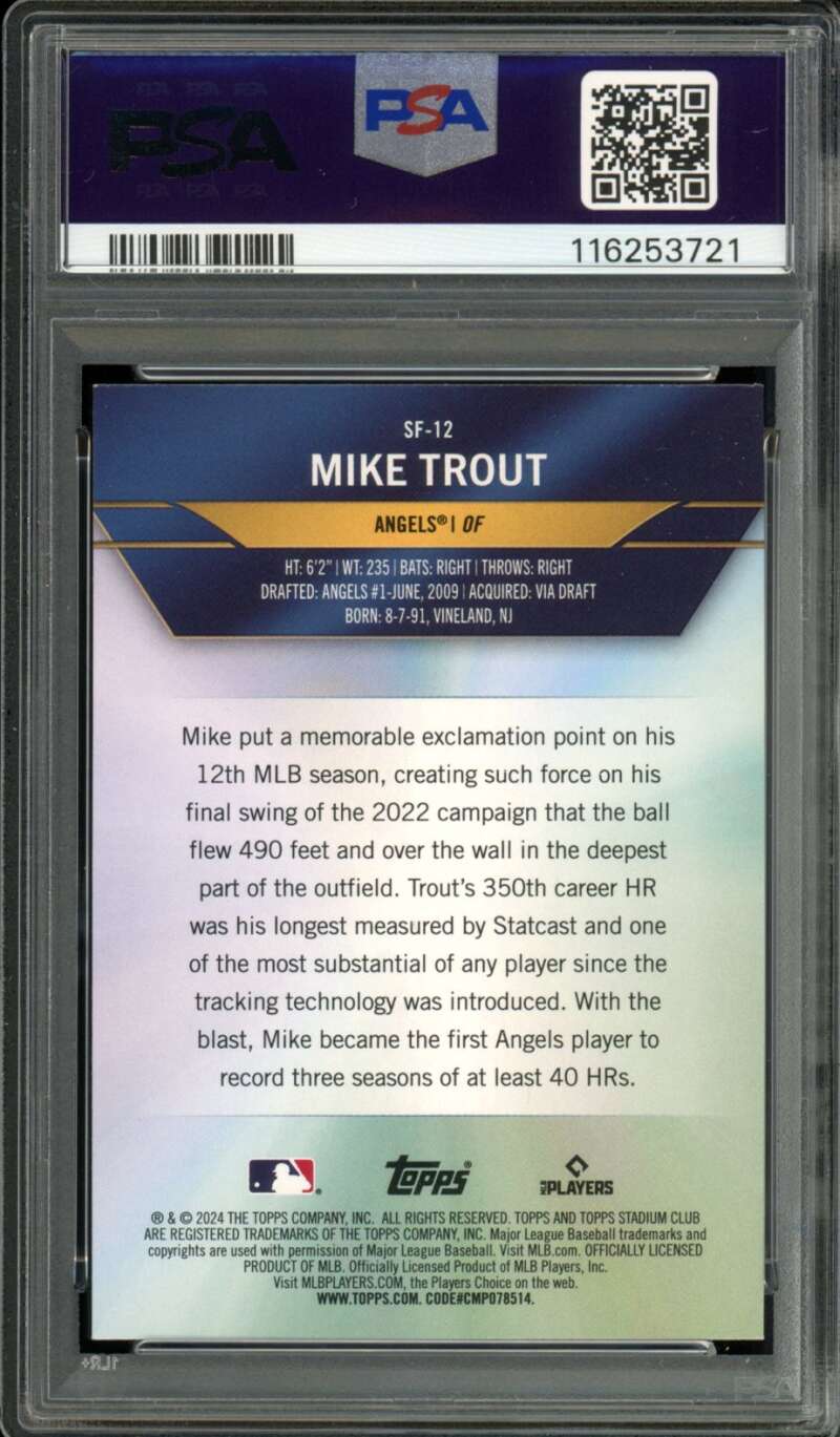 Mike Trout Card 2024 Stadium Club Special Forces (pop 4) #SF12 PSA 9 Image 2