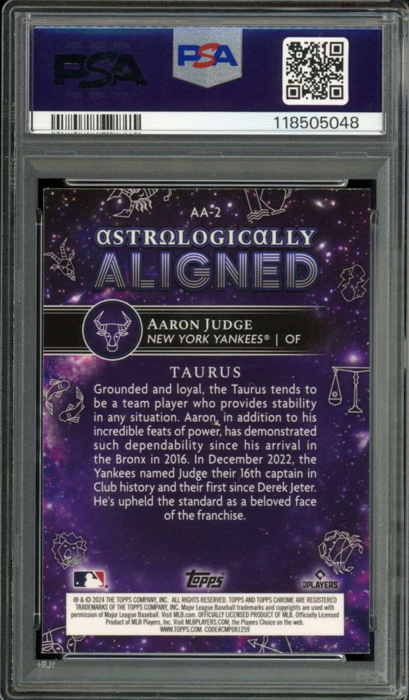 Aaron Judge Card 2024 Topps Chrome Cosmic Astrolofically Aligned #2 PSA 10 Image 2