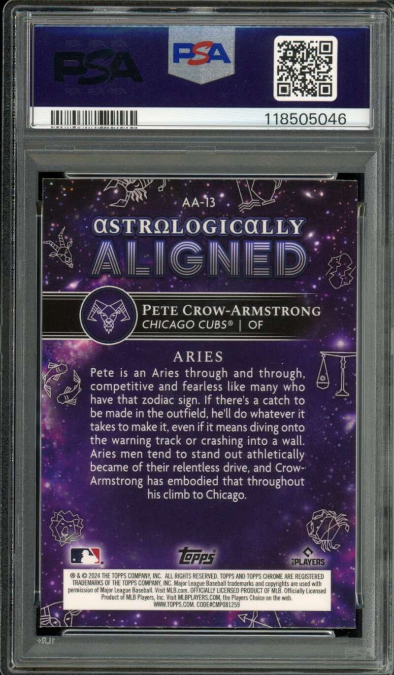 Pete Crow-Armstrong Rookie 2024 Topps Chrome Cosmic Astrologically #13 PSA 10 Image 2