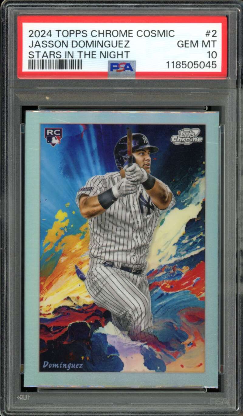 Jasson Dominguez Rookie 2024 Topps Chrome Cosmic Stars In The Night #2 PSA 10 Image 1