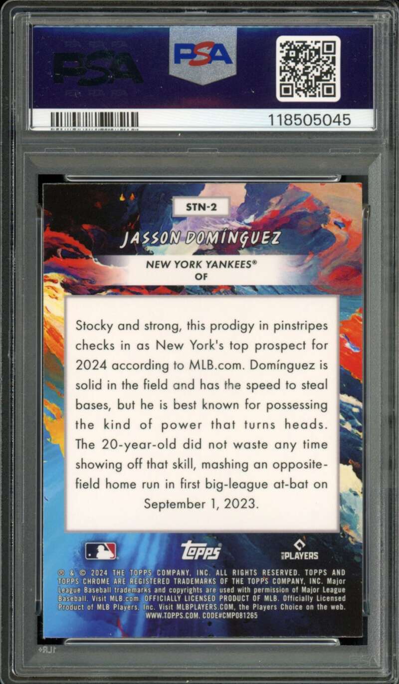 Jasson Dominguez Rookie 2024 Topps Chrome Cosmic Stars In The Night #2 PSA 10 Image 2