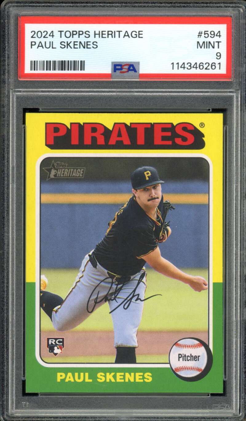 Paul Skenes Rookie Card 2024 Topps Heritage #594 PSA 9 Image 1
