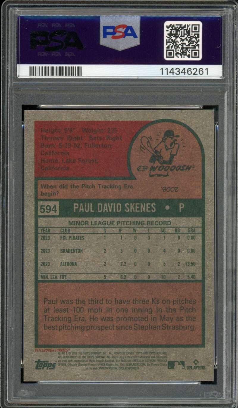 Paul Skenes Rookie Card 2024 Topps Heritage #594 PSA 9 Image 2