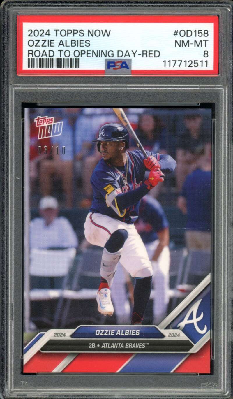 Ozzie Albies Card 2024 Topps Now (3/10) #OD158 PSA 8 Image 1