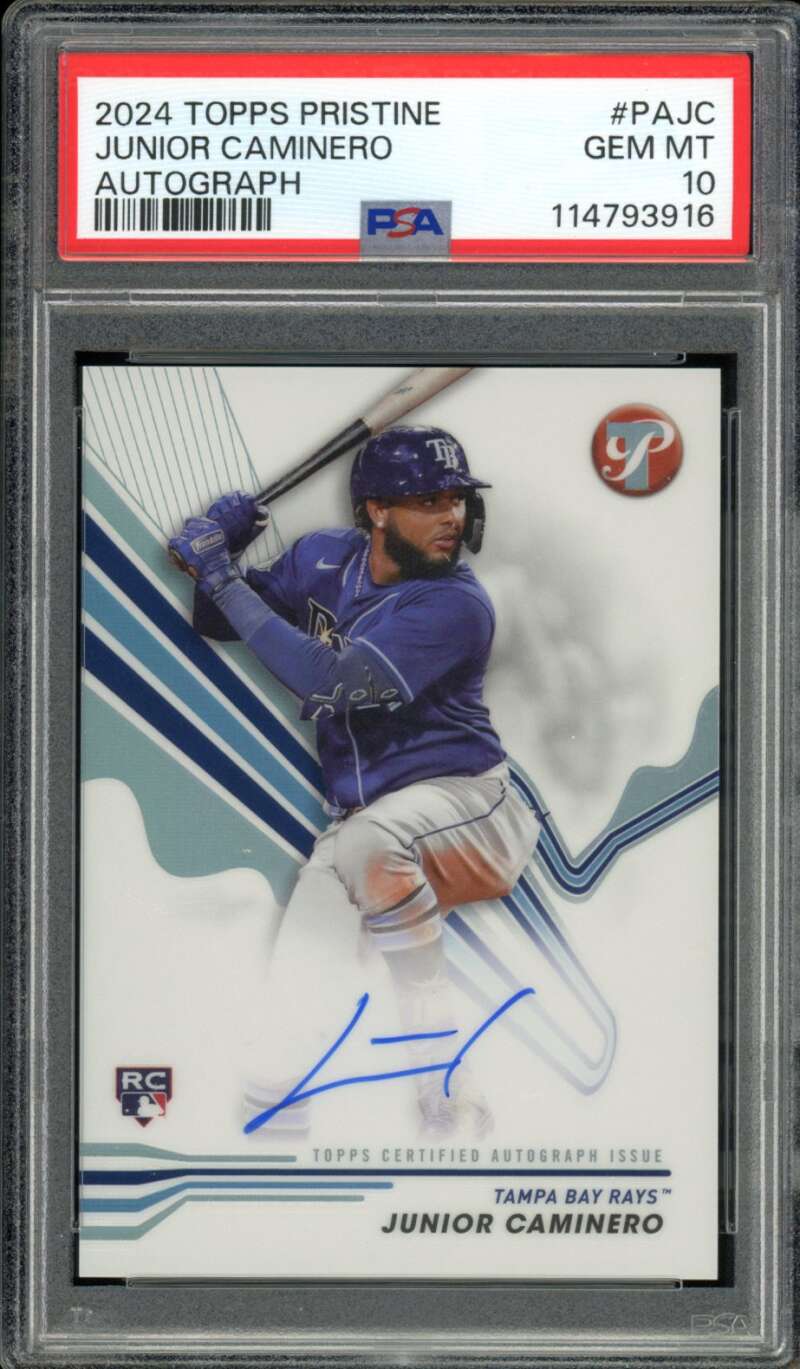 Junior Caminero Rookie Card 2024 Topps Pristine Autograph #PAJC PSA 10 Image 1