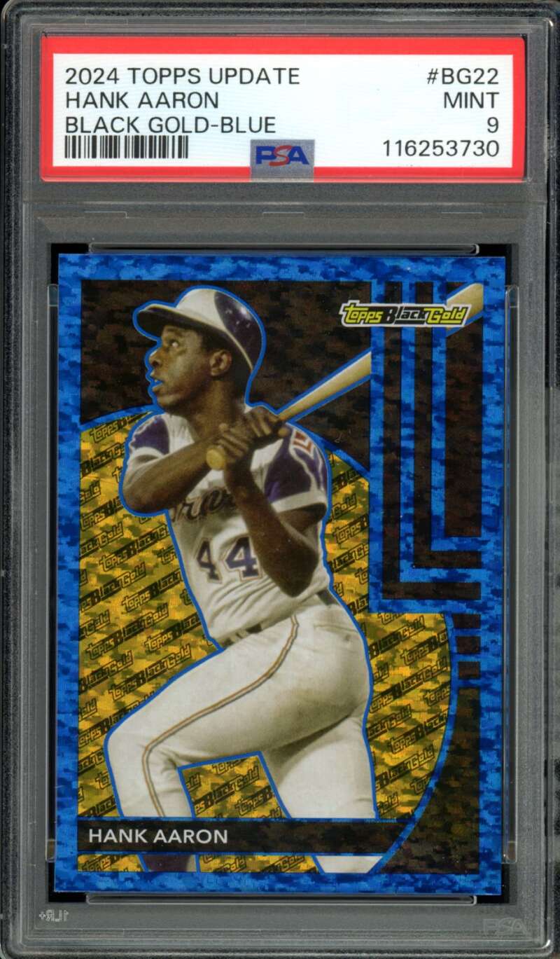 Hank Aaron Card 2024 Topps Update Black Gold Blue (pop 3) #BG22 PSA 9 Image 1
