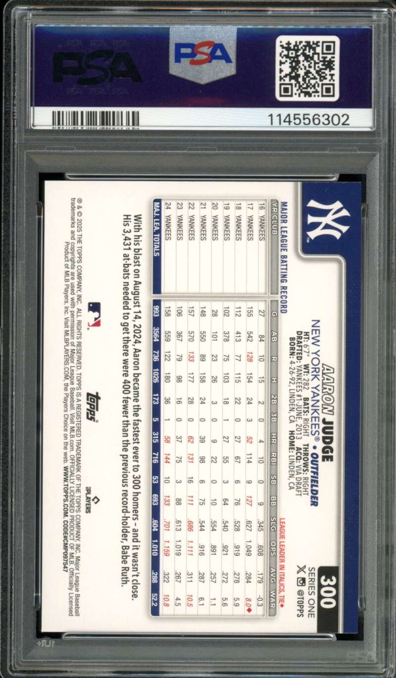 Aaron Judge Card 2025 Topps #300 PSA 9 Image 2