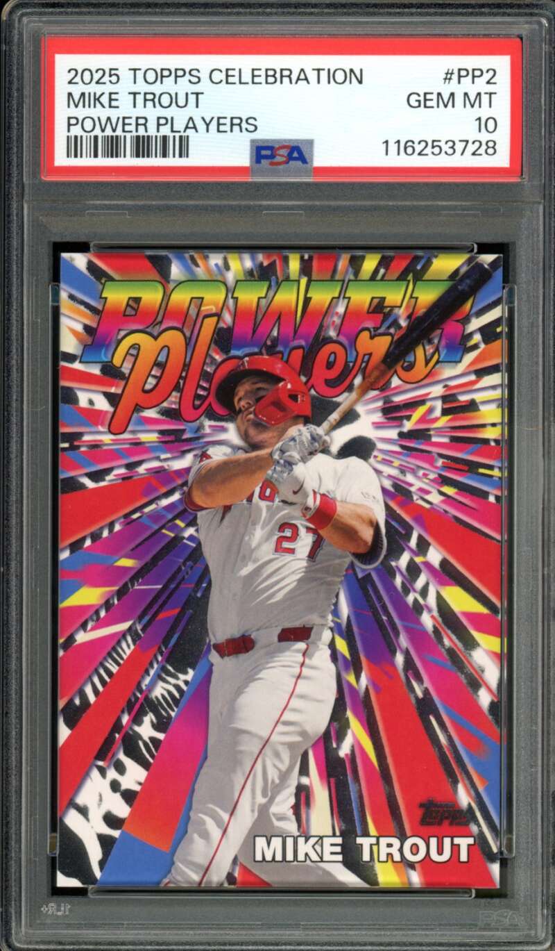 Mike Trout Card 2025 Topps Celebration Power Players #PP2 PSA 10 Image 1