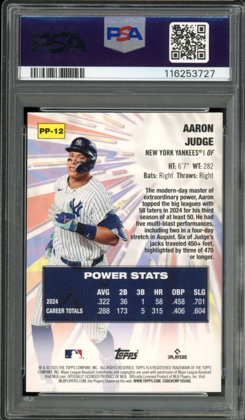 Aaron Judge Card 2025 Topps Celebration Power Players #PP12 PSA 9 Image 2