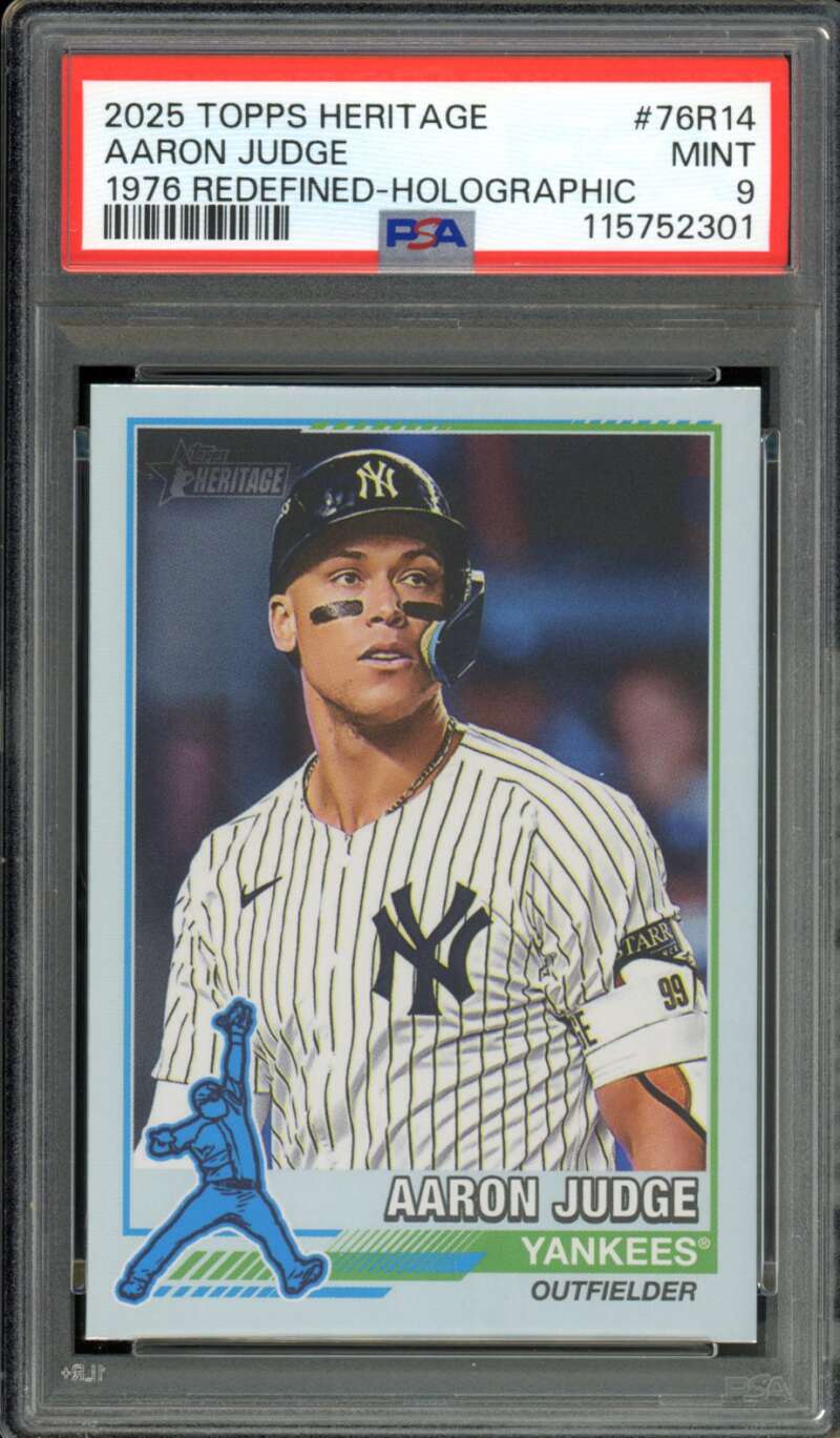 Aaron Judge Card 2025 Topps Heritage Redefined Holographic (pop 6) #76R14 PSA 9 Image 1