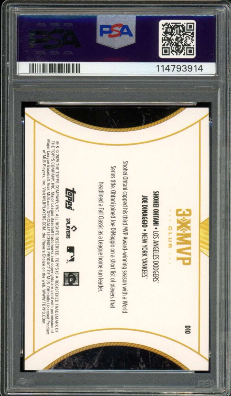 Shohei Ohtani/Joe DiMaggio 2025 Topps Welcome To The Club (pop 5) #D10 PSA 9 Image 2