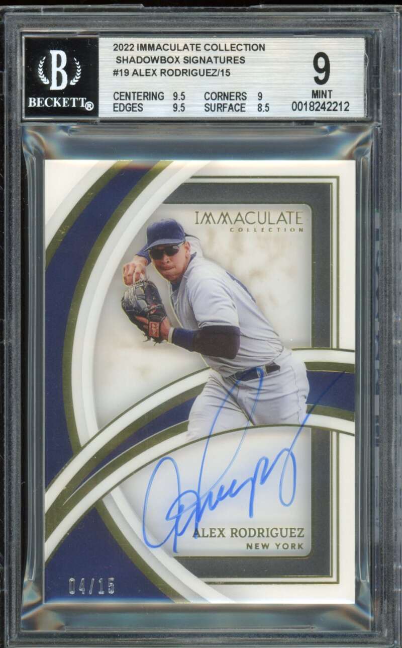 Alex Rodriguez 2022 Immaculate Collection Shadowbox Signatures (4/15) #19 BGS 9 Image 1