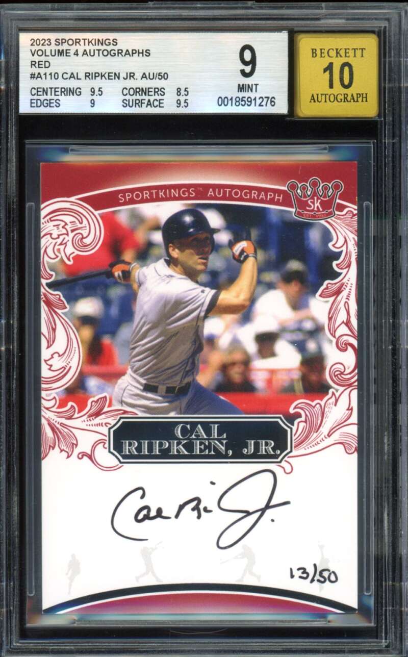 Cal Ripken Jr. 2023 Sportkings Volume Autographs Red (pop 1) (13/50) #A110 BGS 9 Image 1