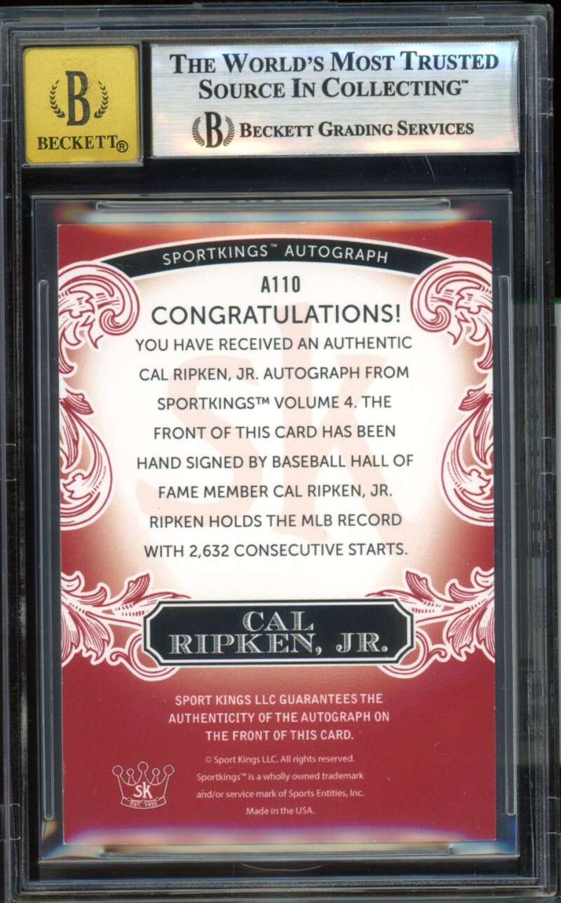 Cal Ripken Jr. 2023 Sportkings Volume Autographs Red (pop 1) (13/50) #A110 BGS 9 Image 2